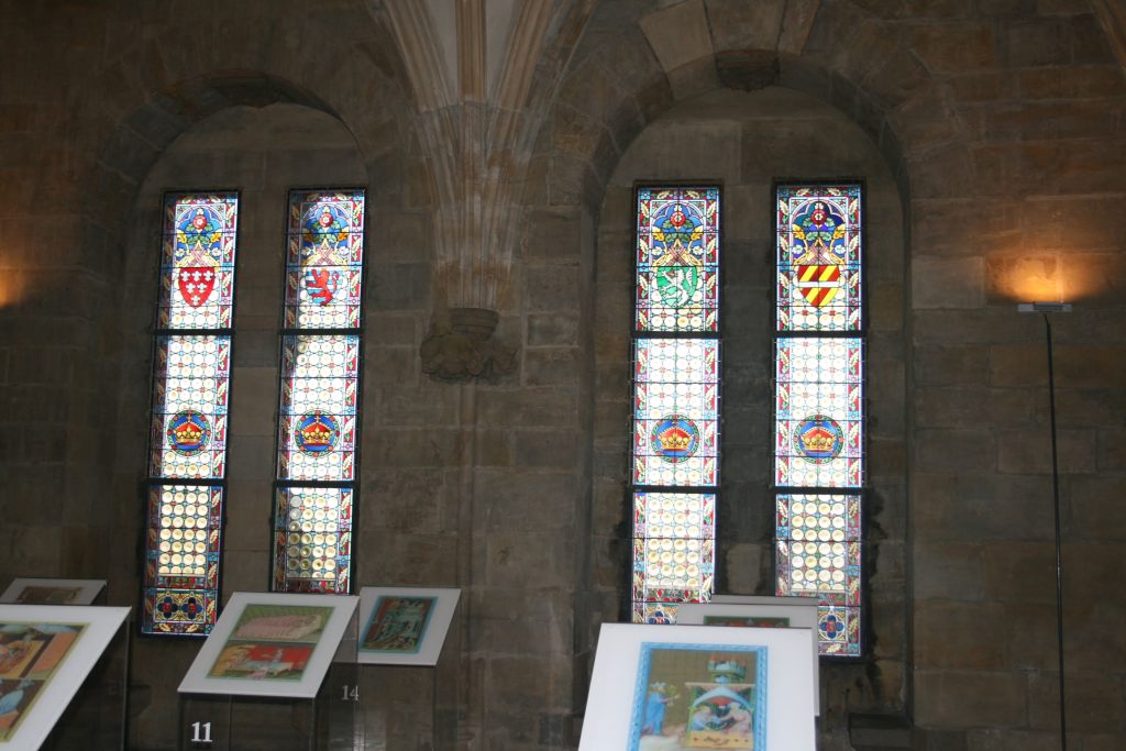 The mesmerizing light shining through Alphonse Mucha's stained glass windows.